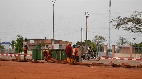 Street works in a small town Stock Footage 80610260