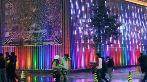 Street in xi'an ,night Stock Footage 1072870