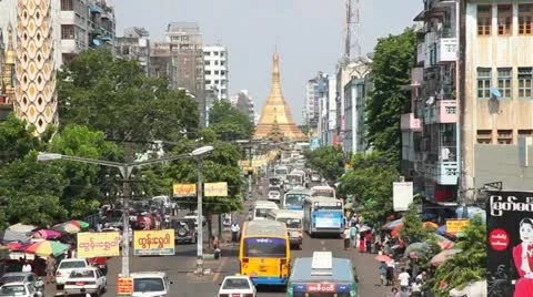 Street in Yangon, Myanmar Video stock 11644807