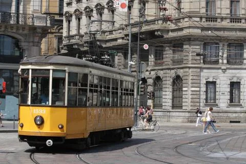Streetcar in Milan Stock Photos