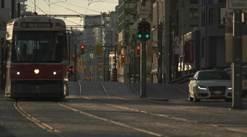 Streetcar with Traffic Video stock 57638370