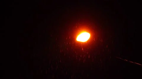 Streetlight in the dark of the night during a raining day. Stock Footage 130609639