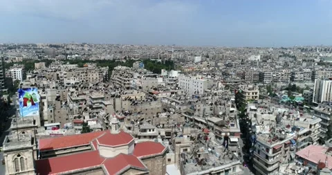 The streets of Aleppo 10 years after the civil war. Life is returning to normal Stock Footage 149572708