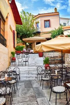 The streets of the ancient district of Athens Stock Photos