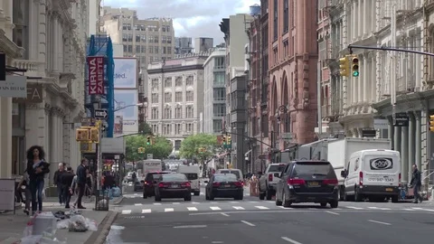 Streets and intersections Soho. Manhattan in motion. Stock Footage 77546007