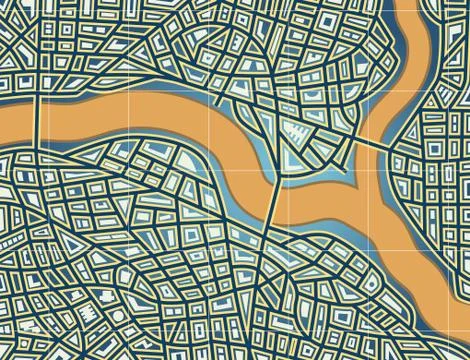 Streets and river Stock Illustration