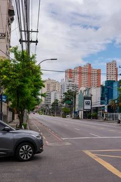 Streets and sidewalks with few people during the COVID-19 pandemic (Sars-CoV-2) Stock Photos