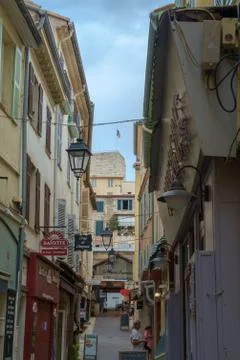 Streets and Squares of Antibes Old Town, Côte d'Azur, Provence. France Stock Photos