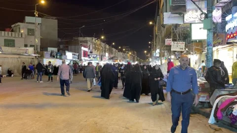 Streets of Baghdad at night Stock Footage 165533354