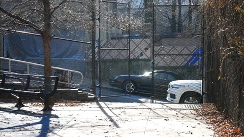 Streets behind gate Stock Footage 122486790