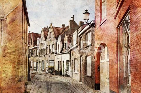 Streets of bruges, belgium Stock Photos