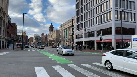 Streets of Central square of Cambridge MA USA Stock-Footage 128205535
