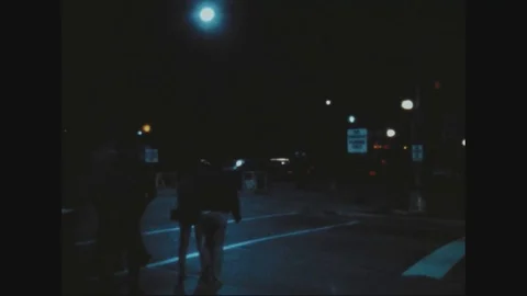 Streets of Chicago at night - 1968 Stock Footage 89353327