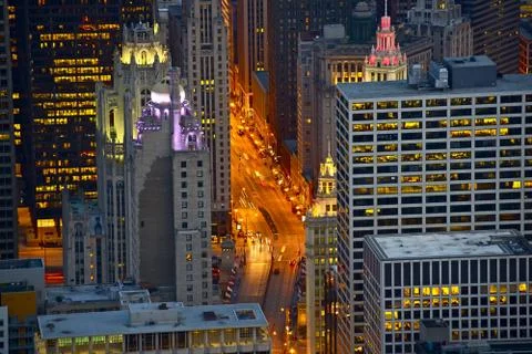 Streets of chicago at night Foto stock