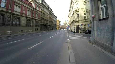 Streets of the city of Prague Praha showing typical architecture of buildings 4k Stock Footage 58668564