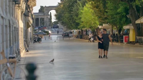 Streets of Corfu Town, architecture of Corfu old town, Greece. Stock Footage 141606282