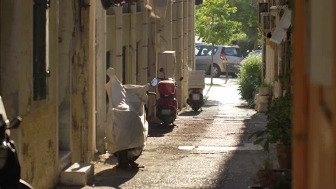 Streets of Corfu Town, architecture of Corfu old town, Greece. 스톡 동영상 141606344