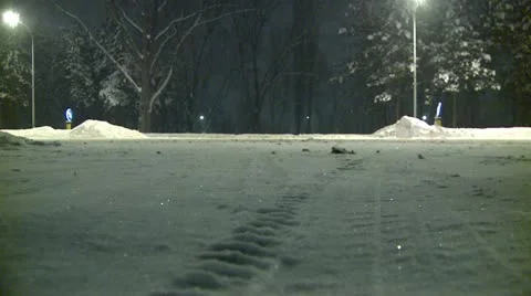 Streets covered with snow during the night 5 Stock Footage 10820282