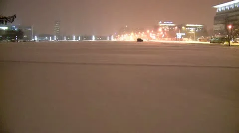 Streets covered with snow during the night, lot of snow Stock Footage 10820324
