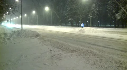 Streets covered with snow during the night 14 Stock Footage 10820474