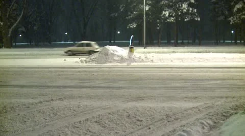 Streets covered with snow during the night 17 Stock Footage 10820488