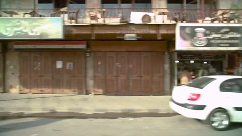 Streets of Damaskus, from the window of the car Stock Footage 255448041