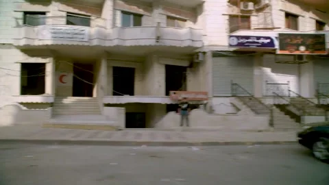 Streets of Damaskus, from the window of the car Stock Footage 255449261