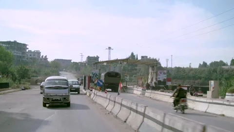 Streets of Damaskus, from the window of the car Stock Footage 255451431