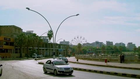Streets of Damaskus, from the window of the car Stock Footage 255452514