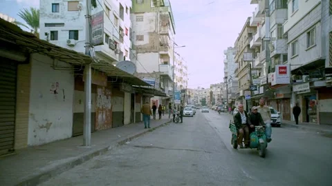 Streets of Damaskus, from the window of the car Stock Footage 255453299