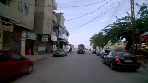 Streets of Damaskus, from the window of the car Stock Footage 255456208