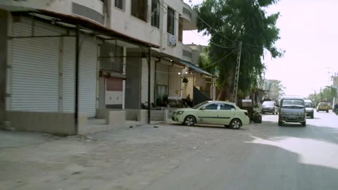 Streets of Damaskus, from the window of the car Stock Footage 255457693