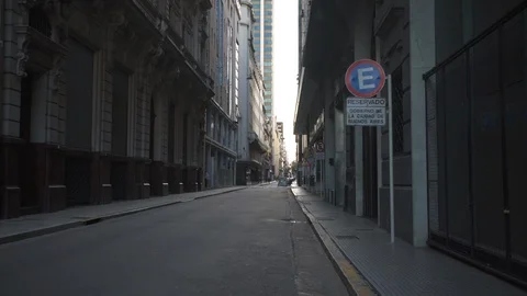 Streets of downtown buenos aires without people 4K Stock Footage 128528818