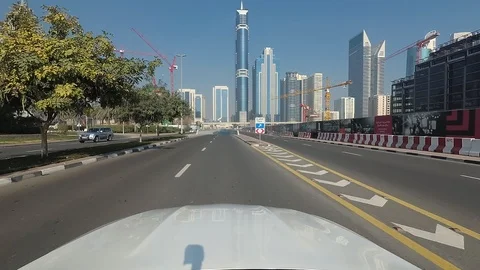On the streets of Dubai in a car Stock Footage 119626110