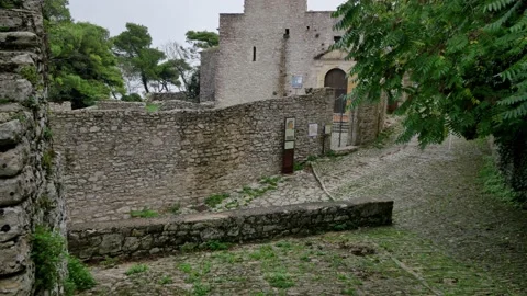 Streets of Erice, Sicily. Small touristic  town on the mountain. Stock Footage 144356479
