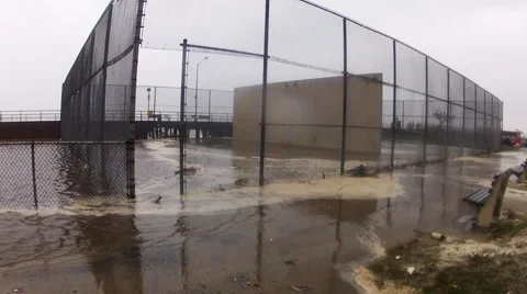 Streets flood during Hurricane Sandy Stock Footage 51238077