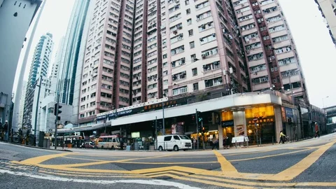 The Streets of Hong Kong Stockbeeldmateriaal 74293336