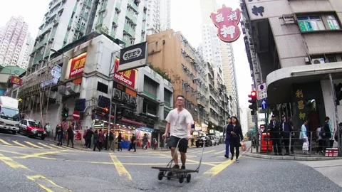 The Streets of Hong Kong Stockbeeldmateriaal 74293540