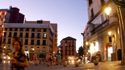 Streets of Madrid at night Stock Footage 70121867