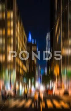 Streets of Manhattan at night Stock Photos