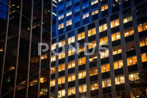 Streets of Manhattan at night Stock Photos