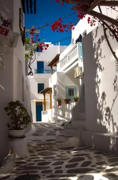 Streets of Mykonos Stock Photos