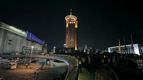 The streets of the night of Shanghai. Stock Footage 99009889