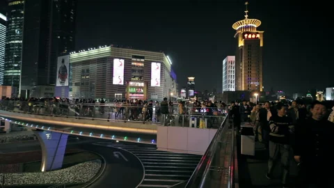 The streets of the night of Shanghai. Stock Footage 99012439