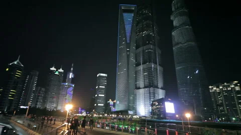The streets of the night of Shanghai. Stock Footage 99023646