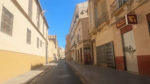 Streets of the old town of Malaga at sunset. Malaga, Spain Stock Footage 236350966