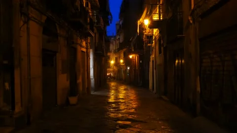 Streets In Palermo Sicily At Night Stock Footage 130197745
