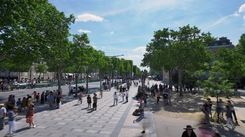 Streets of Paris Hyperlapse Stock Footage 93036786