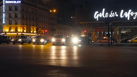 Streets of Paris by night Stock Footage 173145376