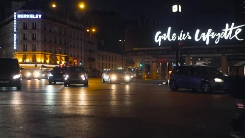 Streets of Paris by night Stock Footage 173561097